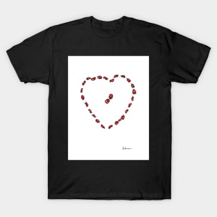 Hello Sweetheart - Little Ladybugs Heart Drawing T-Shirt